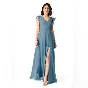 Azazie Bermuda Blue Claudine Bridesmaid Dress